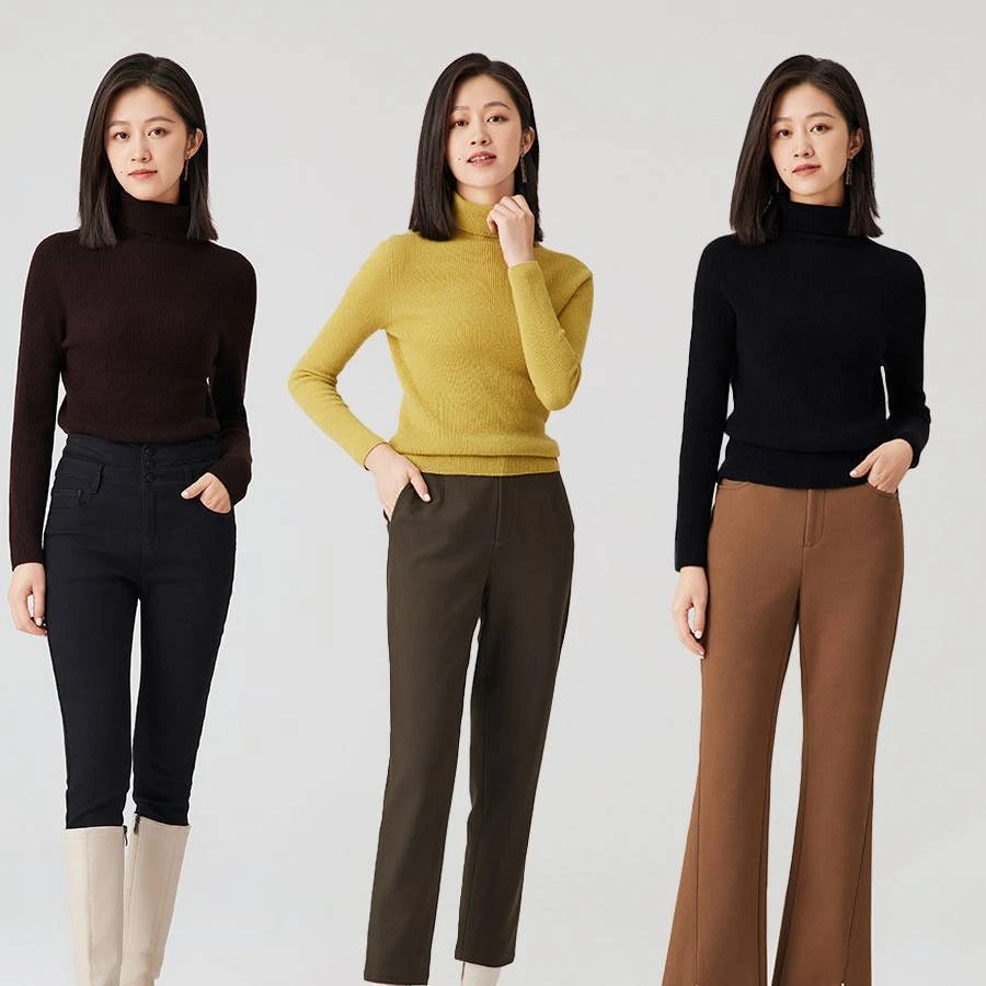 赢智尚舒适百搭三色无缝一体长袖修身针织打底衫轻盈保暖ZZ00336