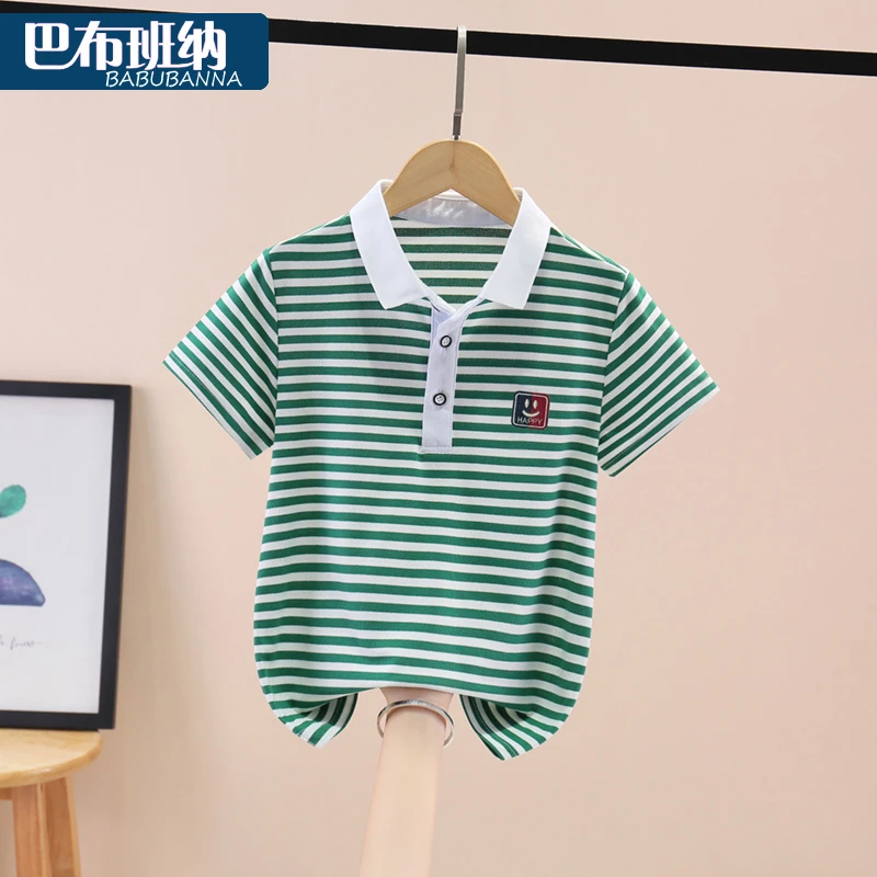 男童短袖t恤夏装2025新款儿童条纹POLO衫中大童翻领衣服童装韩版