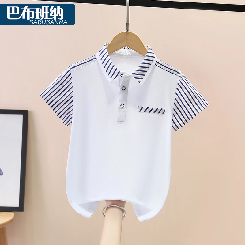 男童t恤短袖2025新款男大童衣服帅气男孩儿童上衣翻领PoLo衫童装