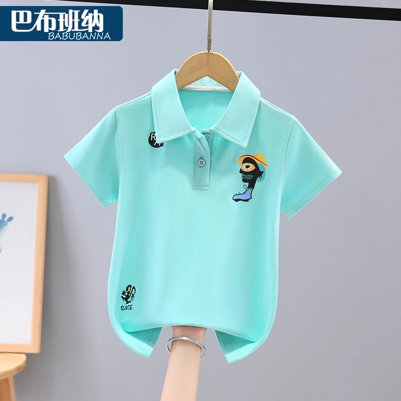 男童短袖t恤纯棉2024新款夏季儿童翻领半袖中大童POLO衫男孩洋气