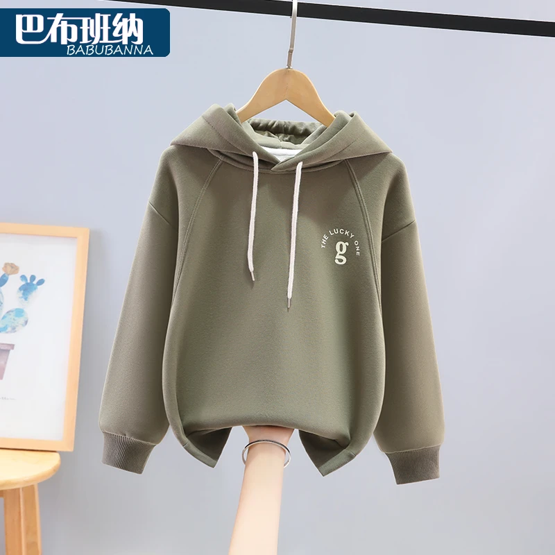 男童卫衣加绒2023新款儿童连帽上衣秋冬时髦大童衣服男孩洋气童装
