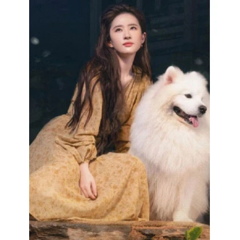 去有风的地方刘亦菲同款碎花连衣裙女2023春新款长袖印花春装裙子