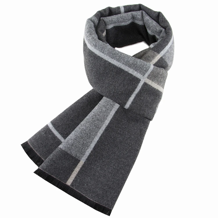 围巾男冬季新款仿羊绒经典格子男士加厚长围脖中老年高档保暖百搭