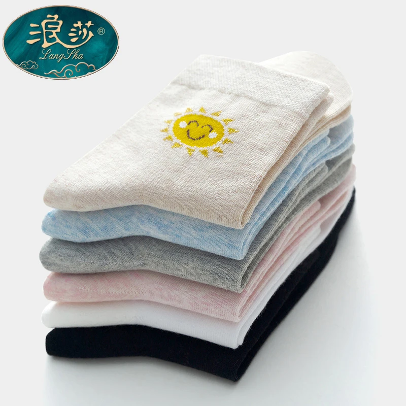 浪莎袜子女秋冬加厚中筒袜纯棉防臭吸汗透气ins潮学院风全棉女袜