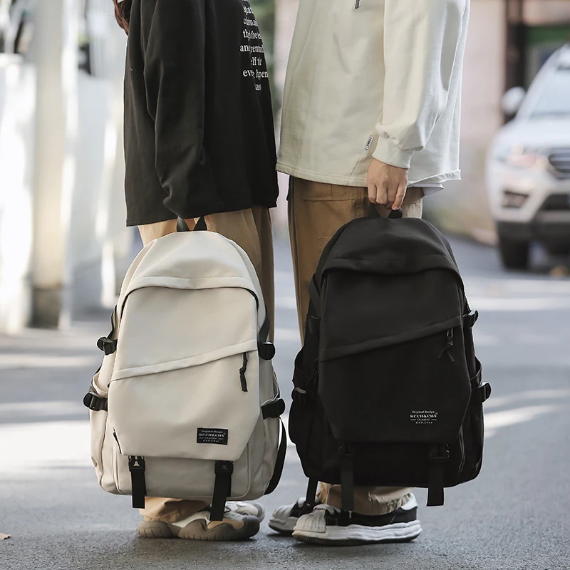 2024韩版中性百搭简约双肩包大容量电脑书包潮酷外出旅游男女背包