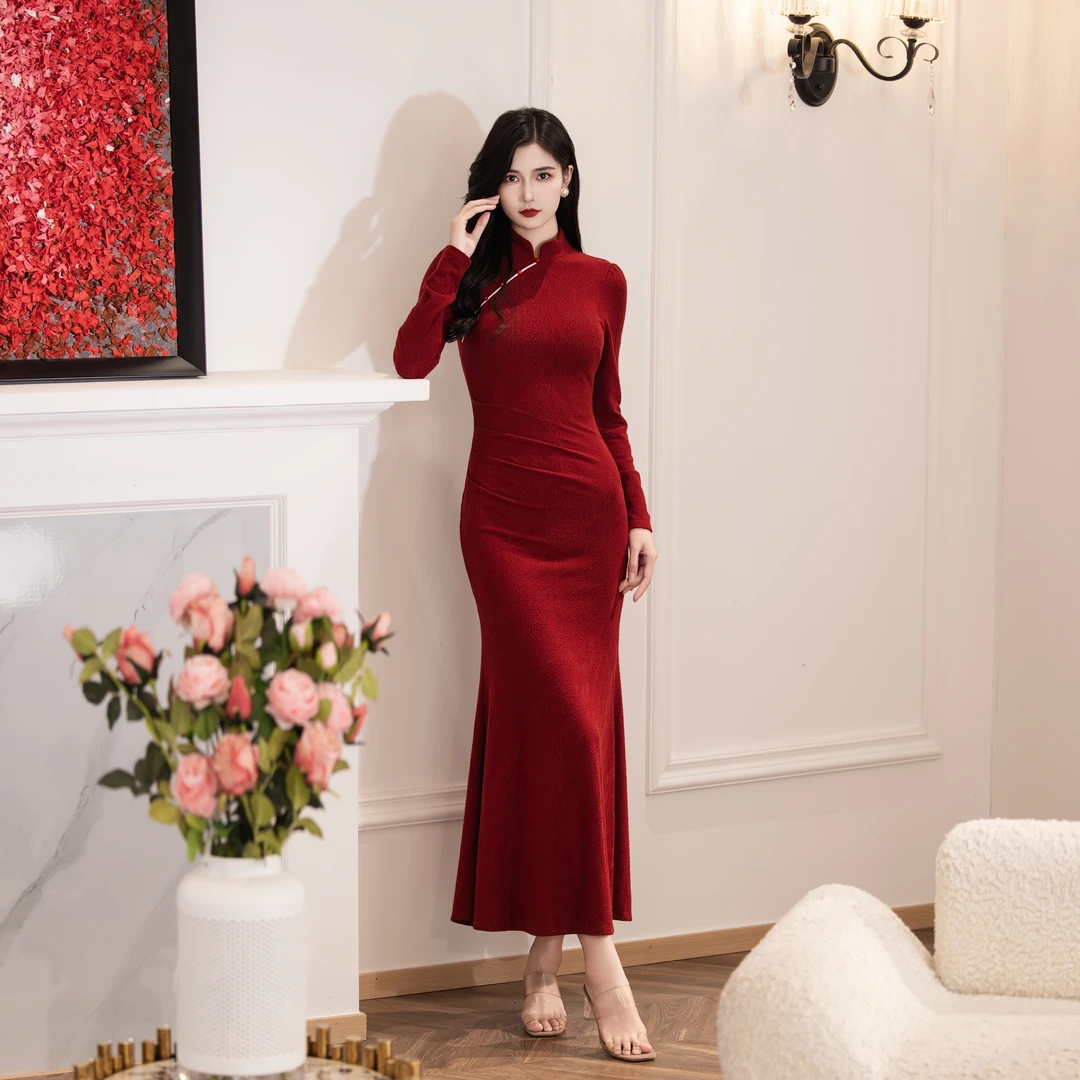 ANANY/艾嘉妮【兰亭序】秋冬新款新中式气质显瘦连衣裙L-40468