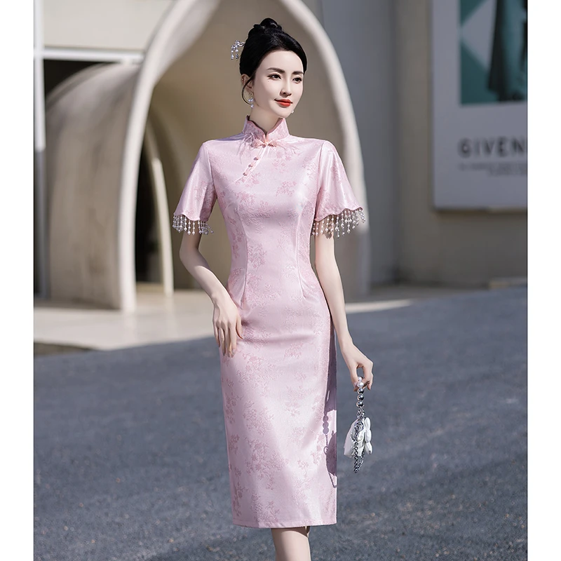 2024新款蕾丝旗袍显瘦夏季少女复古日常中国风优雅显瘦大小姐日常