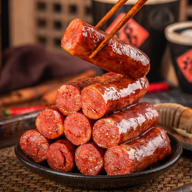 烟熏川味腊肠四川麻辣猪肉肉肠香肠五香味美味食品特产腊味