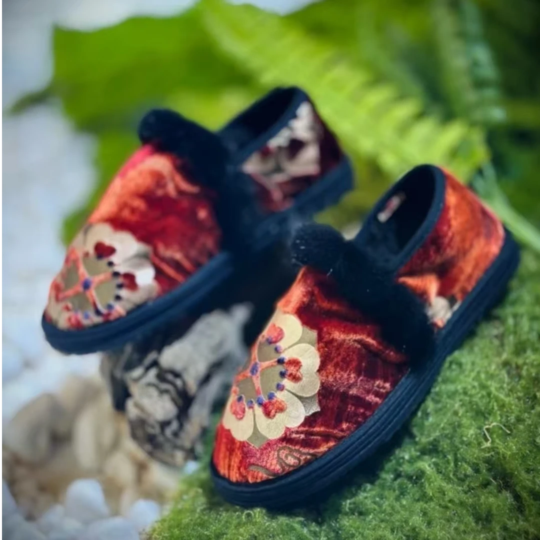 鸿运当头【冬款薄绒-加厚保暖】西楚XICHU国潮千层底布鞋保暖时尚