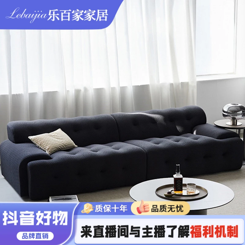 意式罗奇堡沙发客厅小户型轻奢极简设计网红直排布艺沙发