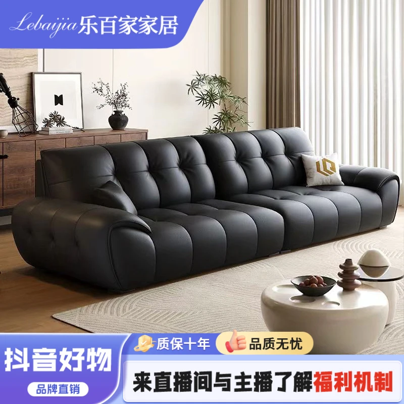 意式极简真皮沙发现代简约客厅家用新款猫抓皮小户型沙发直排组合