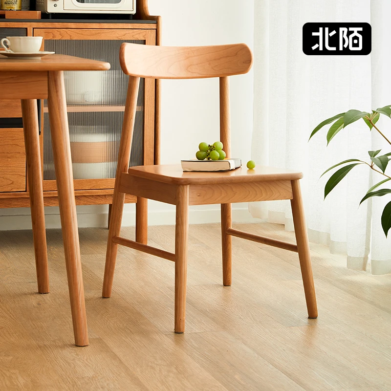 【38好物节】餐椅全实木日式家用靠背办公椅子原木北欧樱桃木书椅