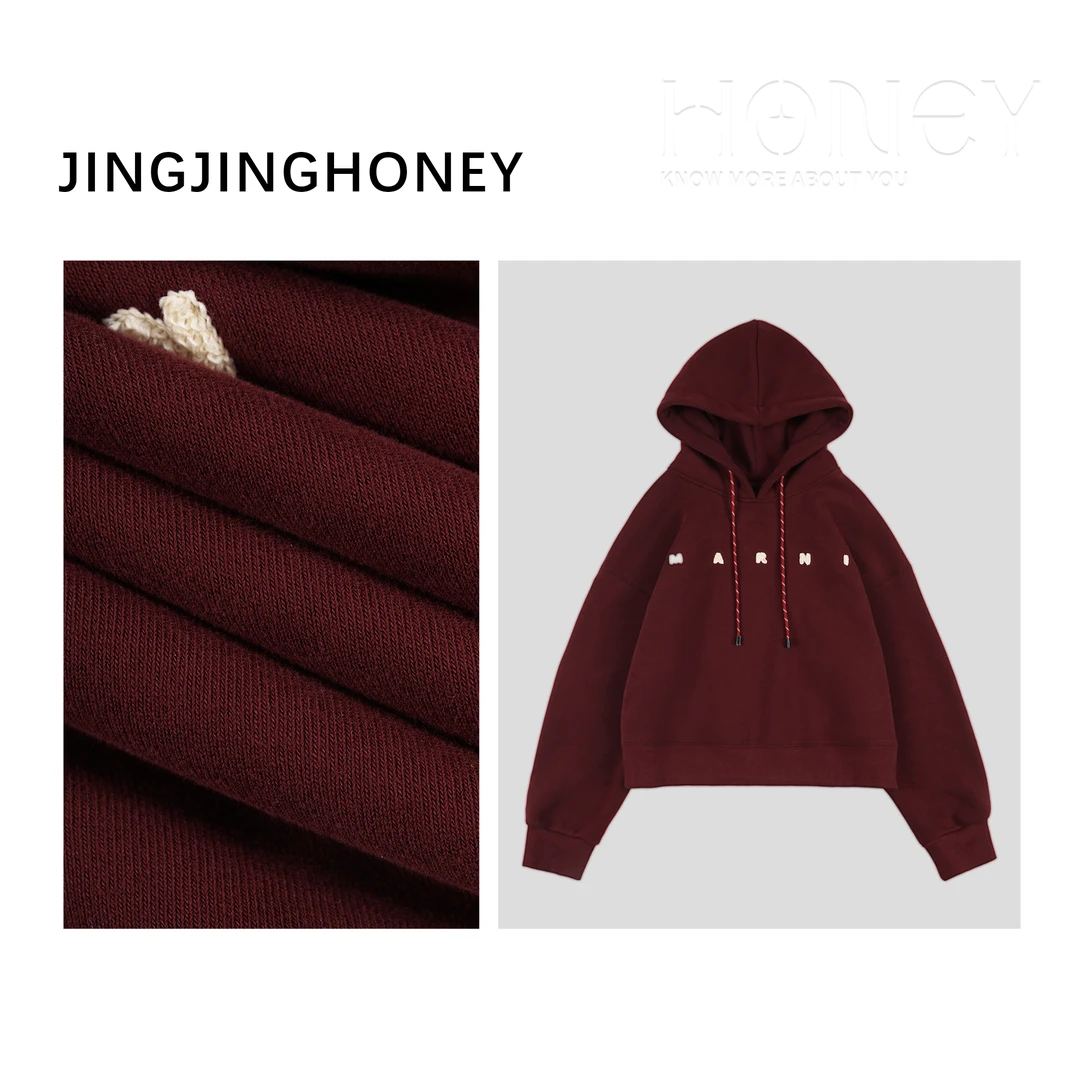 静静哈尼【连帽字母加绒卫衣】百搭ins宽松抽绳连帽卫衣W82439