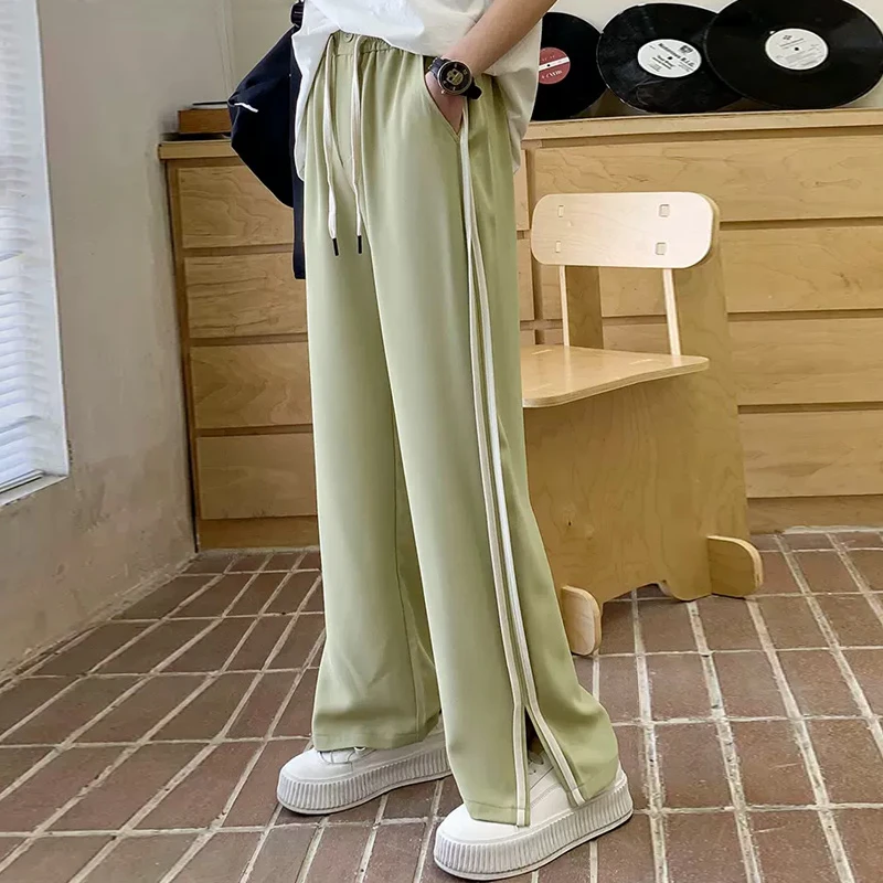 女童冰凉垂感阔腿裤夏季2024新款中大童韩版时尚百搭宽松直筒长裤