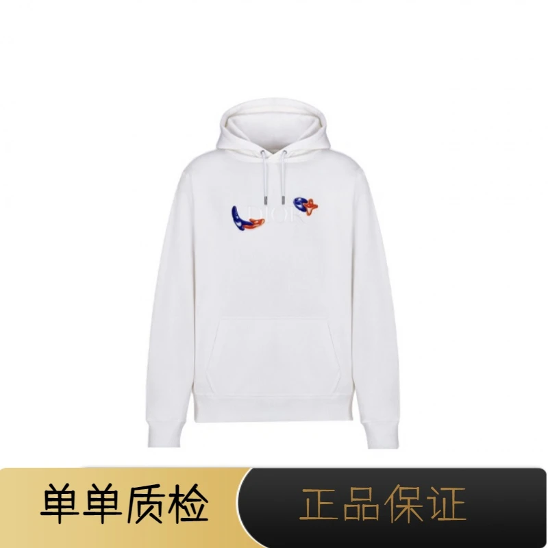 Dior X Kenny FW21logo图案宽松连帽卫衣 白色