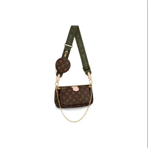 全新未使用 LouisVuitton/路易威登 五合一/老花绿色肩带斜跨单肩