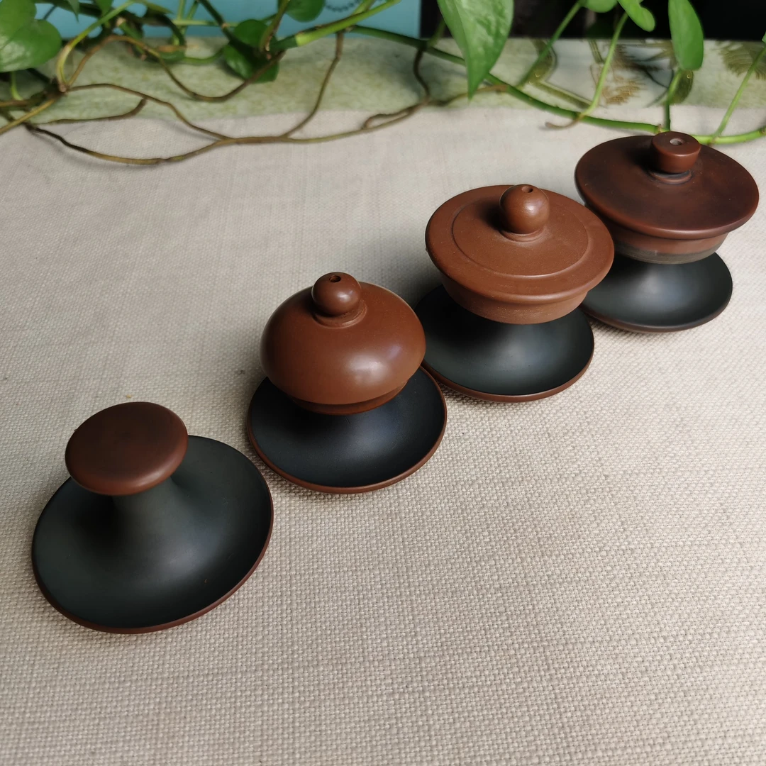 坭兴陶盖置福字盖托蘑菇云盖垫揽众山陶瓷壶承茶道小配件茶宠把件