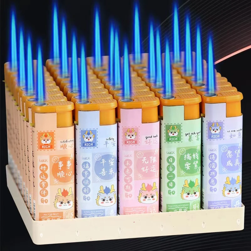 【宽版大号】蓝焰直冲防风打火机家用超市批发零售充气打火机包邮