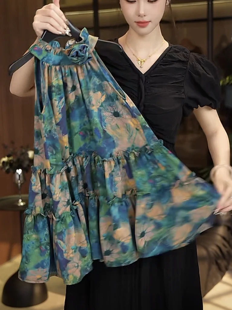 女童连衣裙夏季2024新款公主裙小女孩夏天飞袖碎花裙儿童夏装裙子