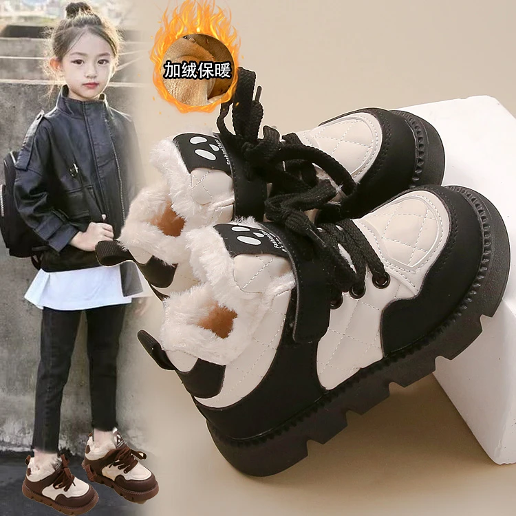 儿童大棉鞋女童鞋冬季2025新款女孩雪地靴中大童加绒加厚防滑棉靴