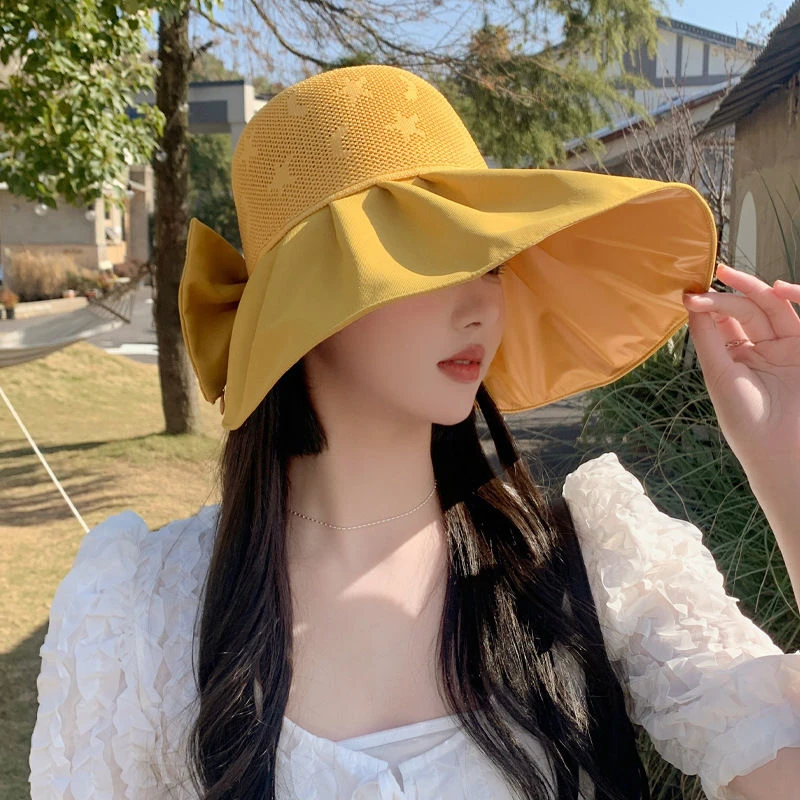 新款夏天渔夫帽海边出游大檐沙滩帽透气防晒遮阳紫外线太阳帽