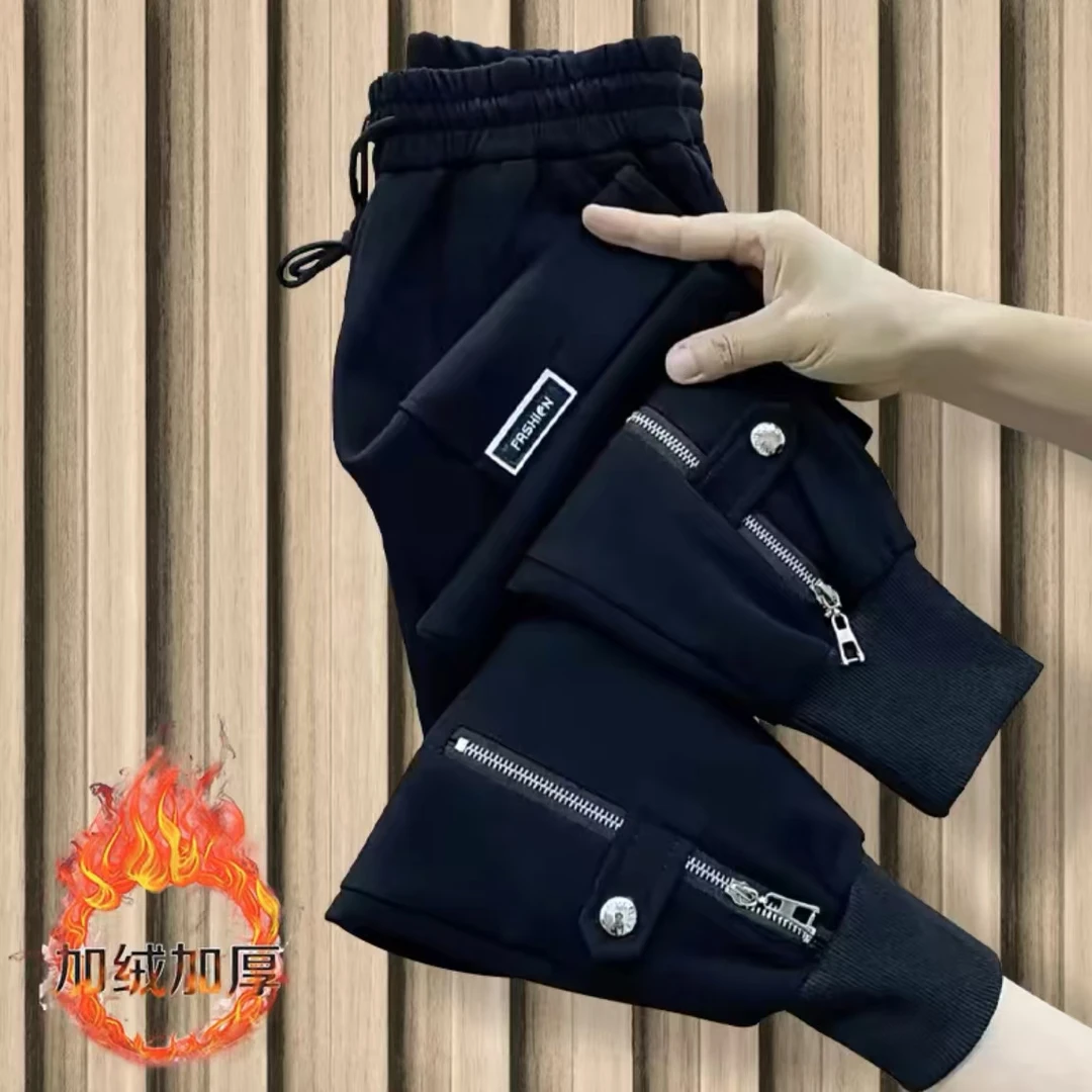 秋冬季宽松加绒加厚束脚运动裤女高腰欧版休闲哈伦韩版显瘦百搭裤