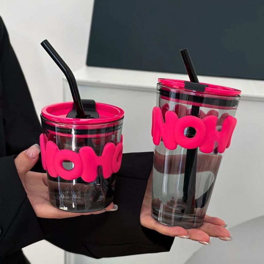 创意高颜值ins风玻璃杯字母双饮杯伴手礼杯子竹节杯子水杯洗漱杯