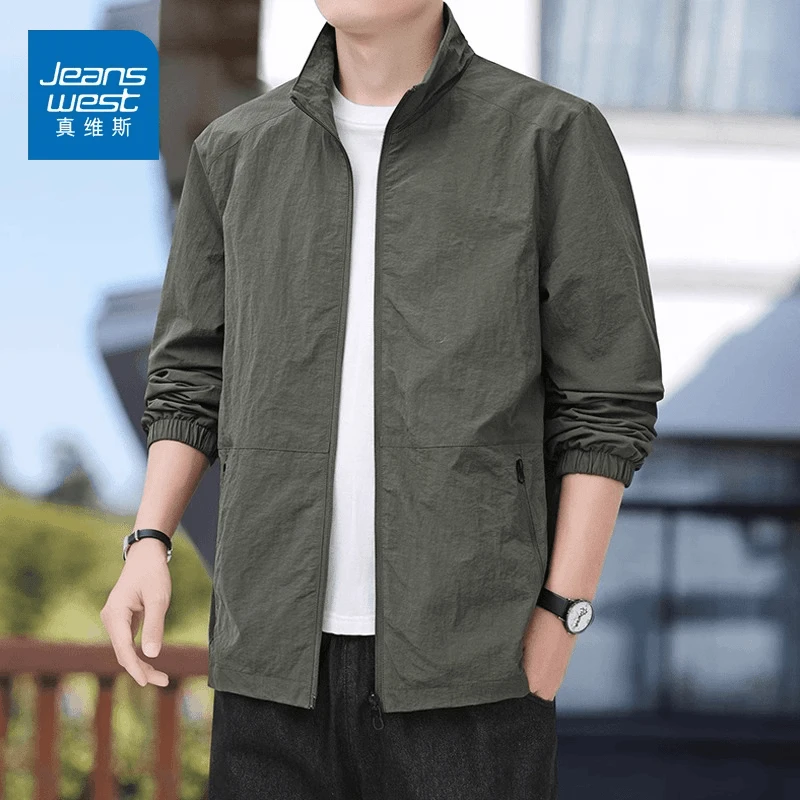 真维斯2025秋季时尚冲锋外套宽松立领夹克衫户外休闲运动潮流外套