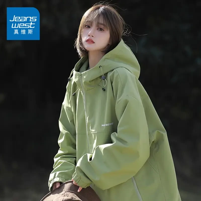 真维斯复古户外登山外套春秋季oversize休闲情侣工装连帽夹克