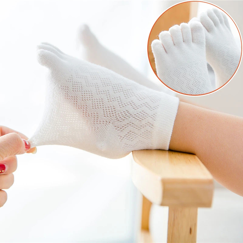 五指袜夏薄网眼袜棉透气无骨无缝春夏男女宝宝可爱脚趾夏季白袜子