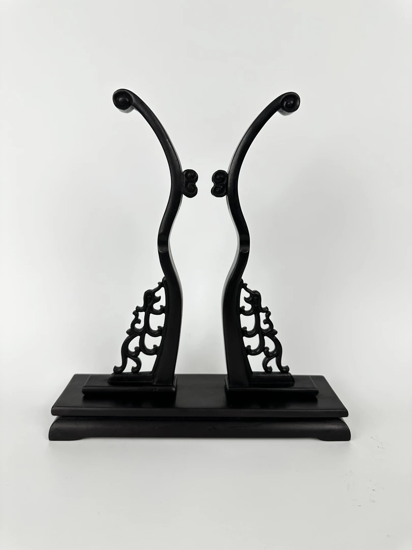 高端复古扇架紫光檀架扇子展示架苏绣团扇架子