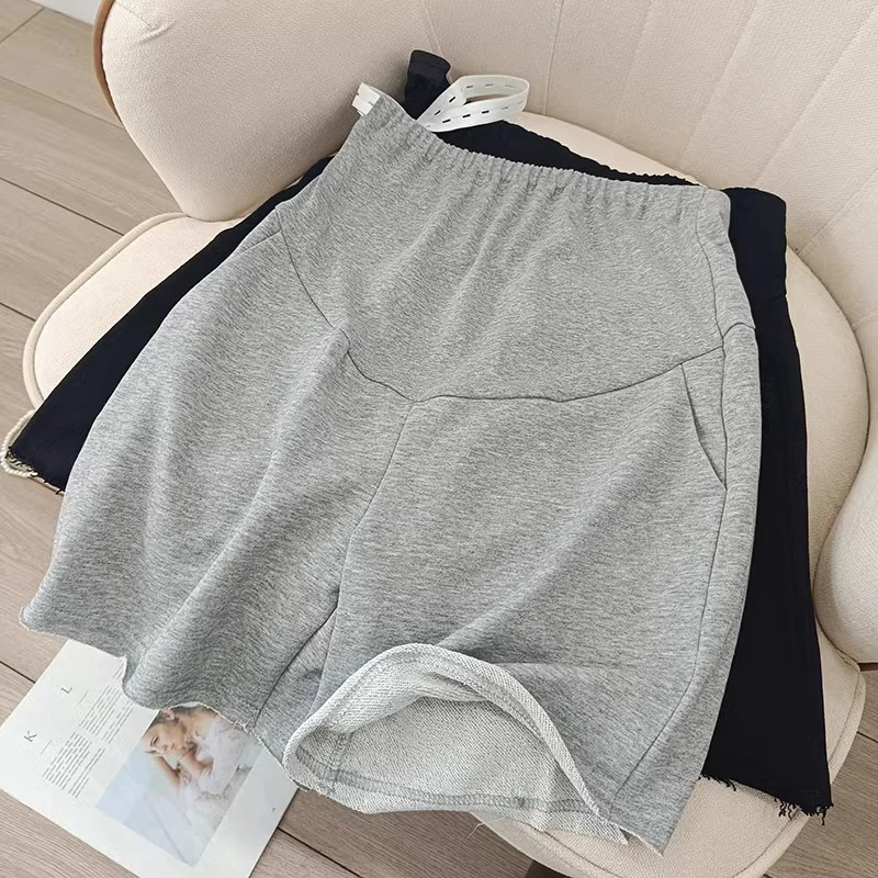 孕妇短裤夏季外穿宽松时尚毛边阔腿裤休闲运动三分裤子潮妈5013