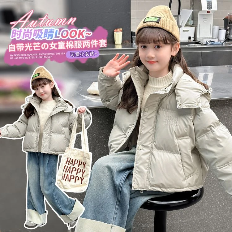 潮牌女童短款冬季韩版棉服中大童小女孩时髦洋气中大童8-15岁女棉