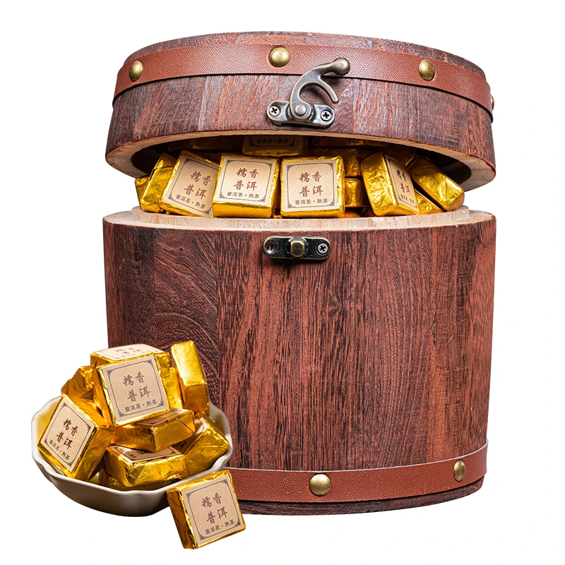 糯米香小金砖普洱茶云南勐海普洱小沱茶熟茶醇香小方砖500g送礼装