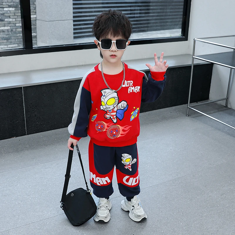 2024春秋新款套装洋气秋款奥特曼中小男童帅气风火轮运动两件套