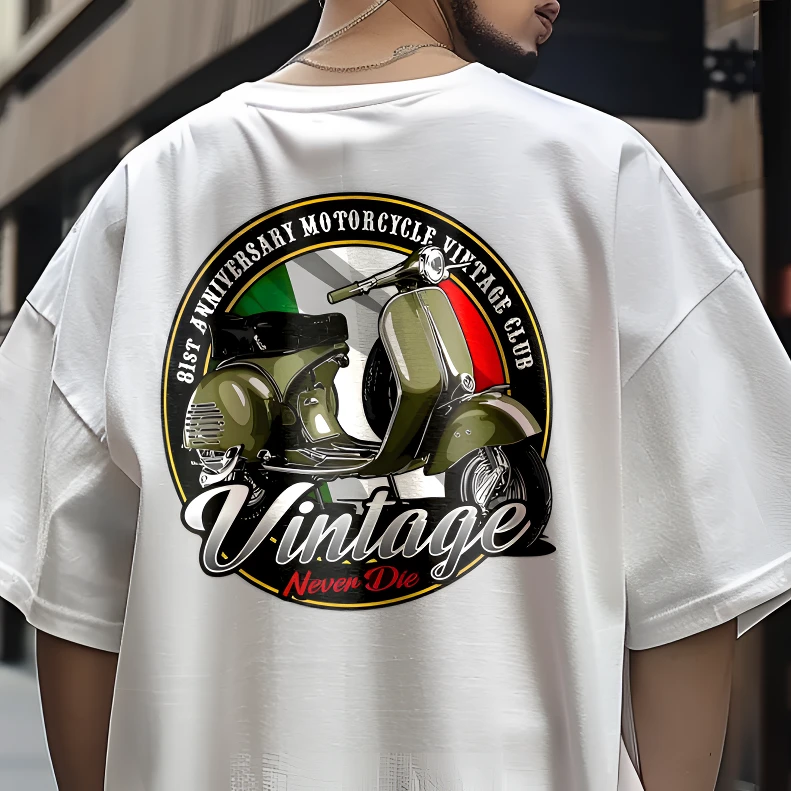 原创vespa机车服T恤，摩托车t恤，维斯帕纯棉白色黑色短袖赛车