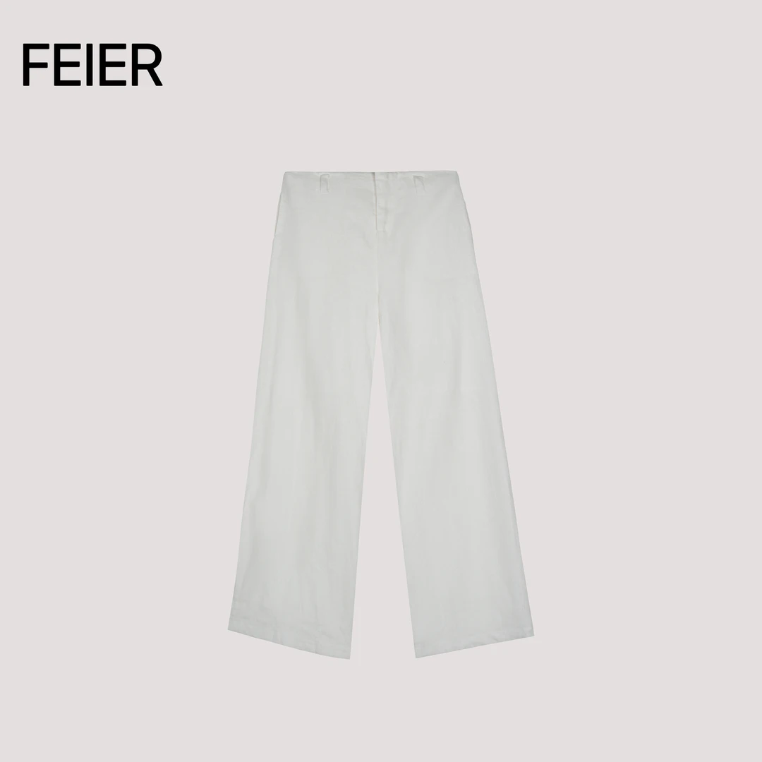 FEIER 超阔腿100亚麻氛围感休闲裤