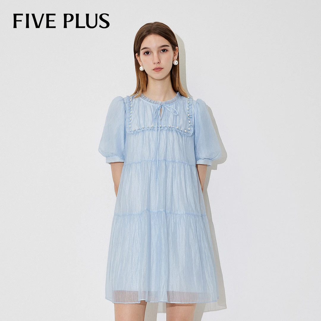 FIVE PLUS夏装宽松连衣裙风感波粒仙女装连衣裙甜美风2LE2081190