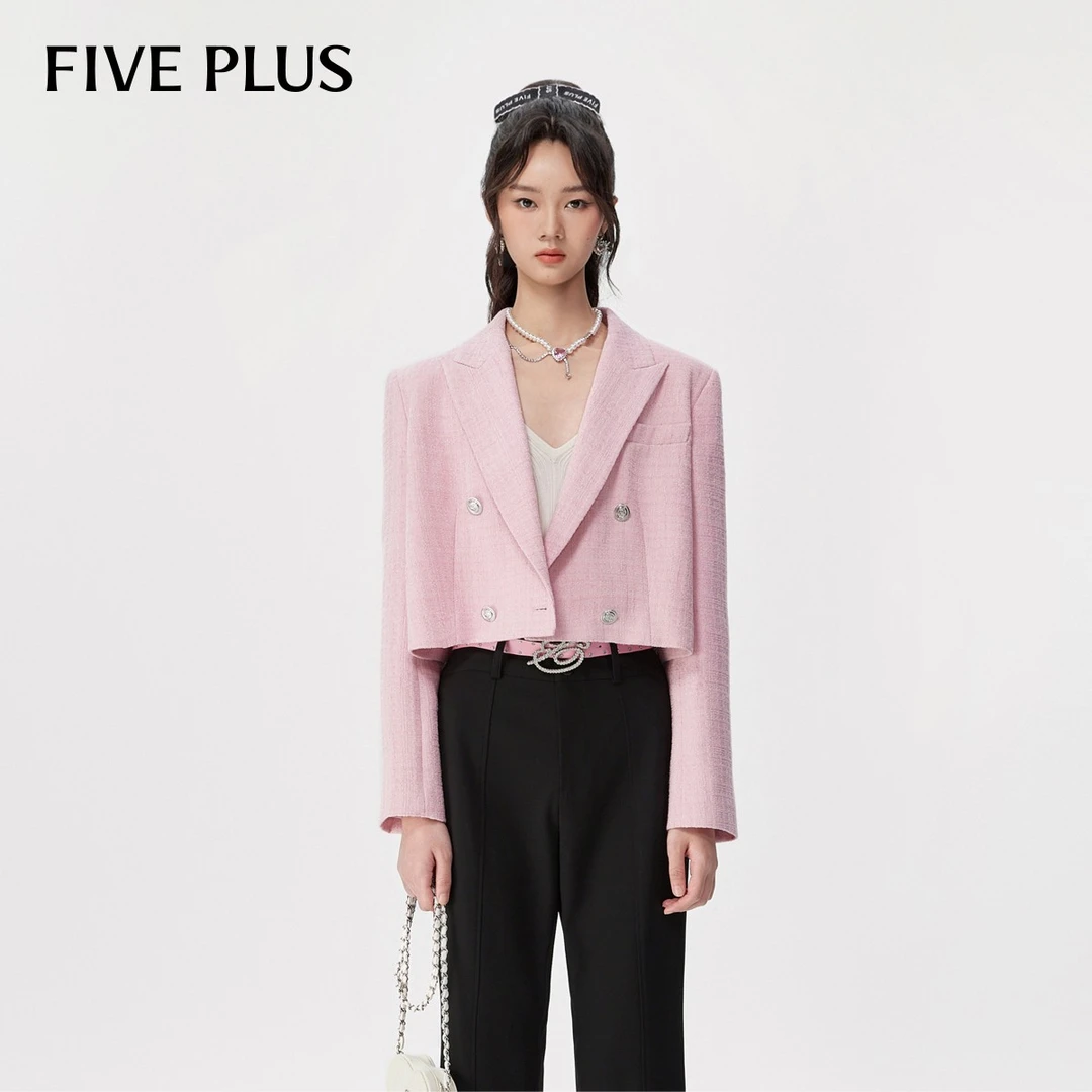 FIVE PLUS气质休闲小香西装外套双排扣短款2TE3042580