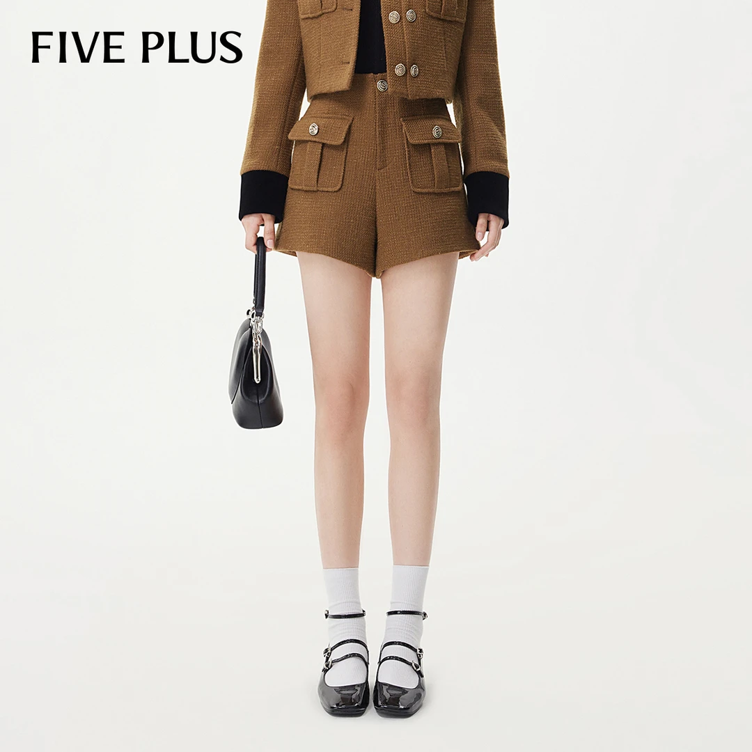 FIVE PLUS早春短裤女高腰A字薄荷曼波阔腿显瘦小个子2TN3065180