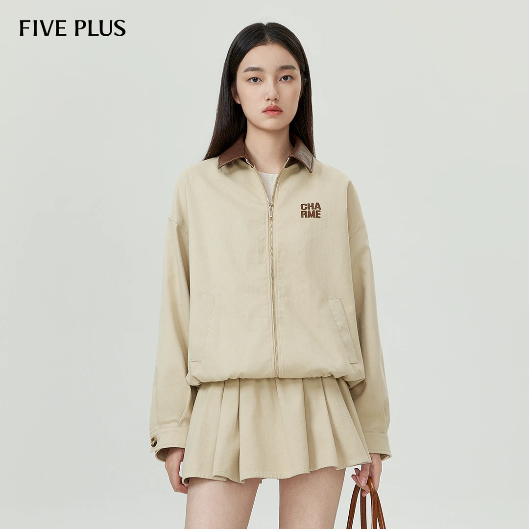 【陈大可专属】FIVE PLUS秋装外套女miu系上衣宽松夹克长袖拉链美拉