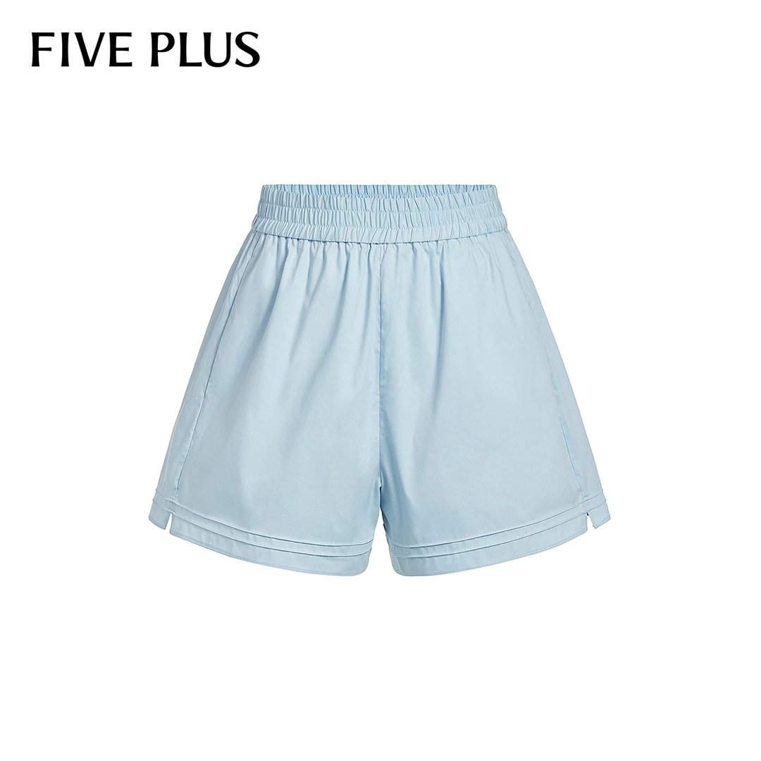 FIVE PLUS春装休闲裤女短裤气质松紧腰A字宽松阔腿裤子2LA1066420