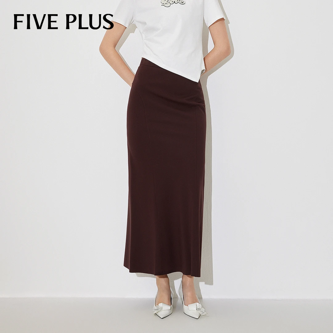 FIVE PLUS夏装显瘦半身裙女装半身裙高腰中长款鱼尾裙2LE2072180