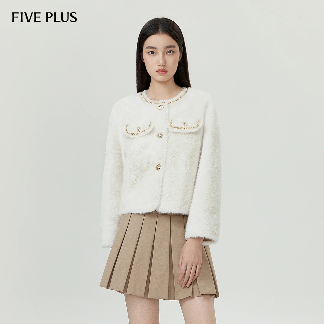 FIVE PLUS秋装软糯毛毛小香外套女仿皮草保暖上衣静奢2LE3042970