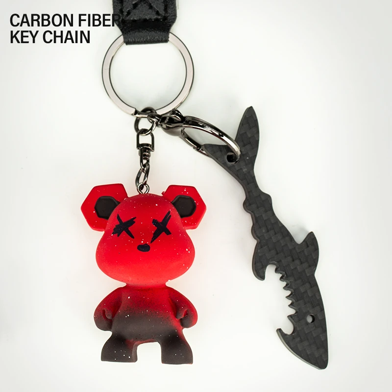 碳纤维鲨鱼开瓶器钥匙扣挂件挂饰