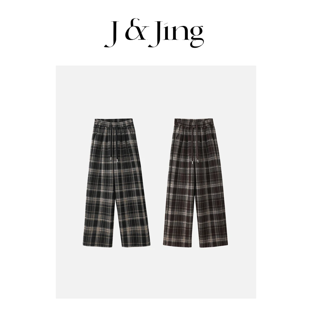 J&Jing-「格子的复兴」-美式加绒保暖百搭显瘦格子裤6096