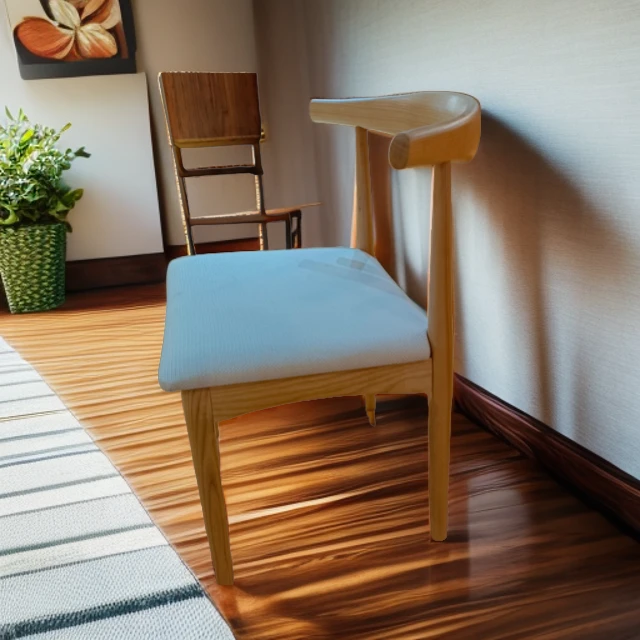 北美白蜡木简约家用大牛角椅日式书桌椅办公餐厅拍一发二