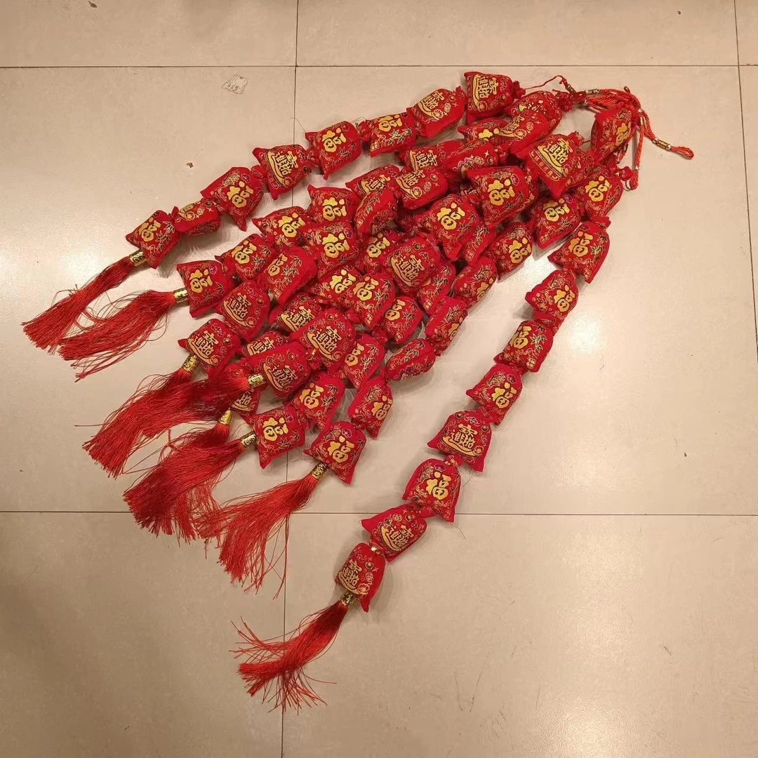 新年挂串8连福包福袋彩印烫金