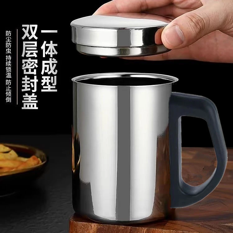 【350ML】双层加厚不锈钢保温杯大容量办公杯带盖隔热杯防烫马克杯