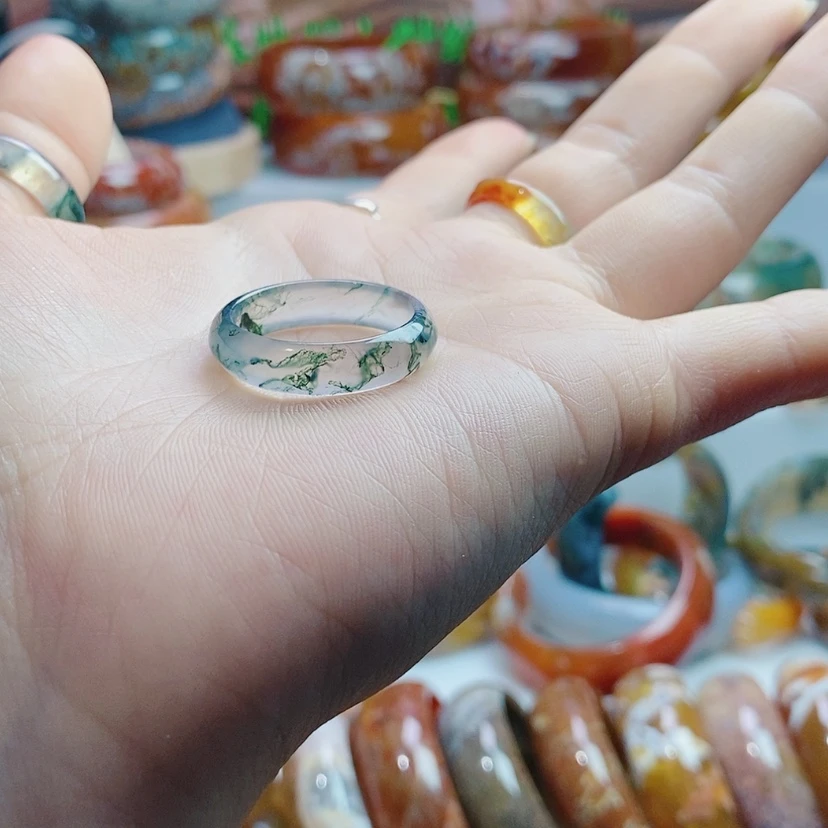 【闪购商品】玛瑙/玉髓戒圈未镶嵌粉***柿